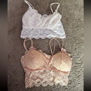 Lace Bralette Set - White and Cream